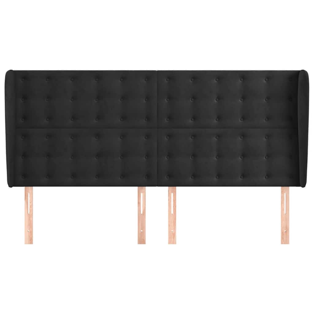 vidaXL Kopfteil mit Ohren Schwarz 203x23x118/128 cm Samt