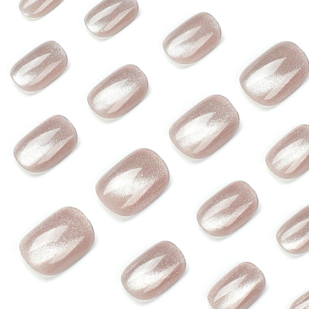 Wearable nail sticker soot purple cat's eye fake nail patch Wearable nail short fake nail summer manicure