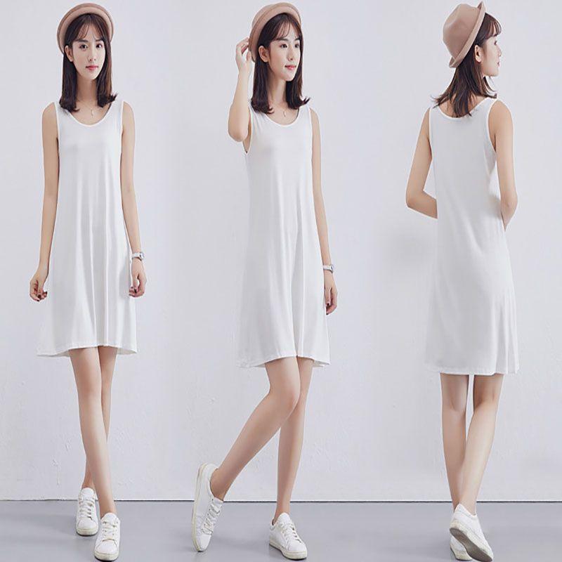 Elegant Women Long Cami Stretch Tank Top Sleeveless T Shirt Bodycon Tunic Mini Dress