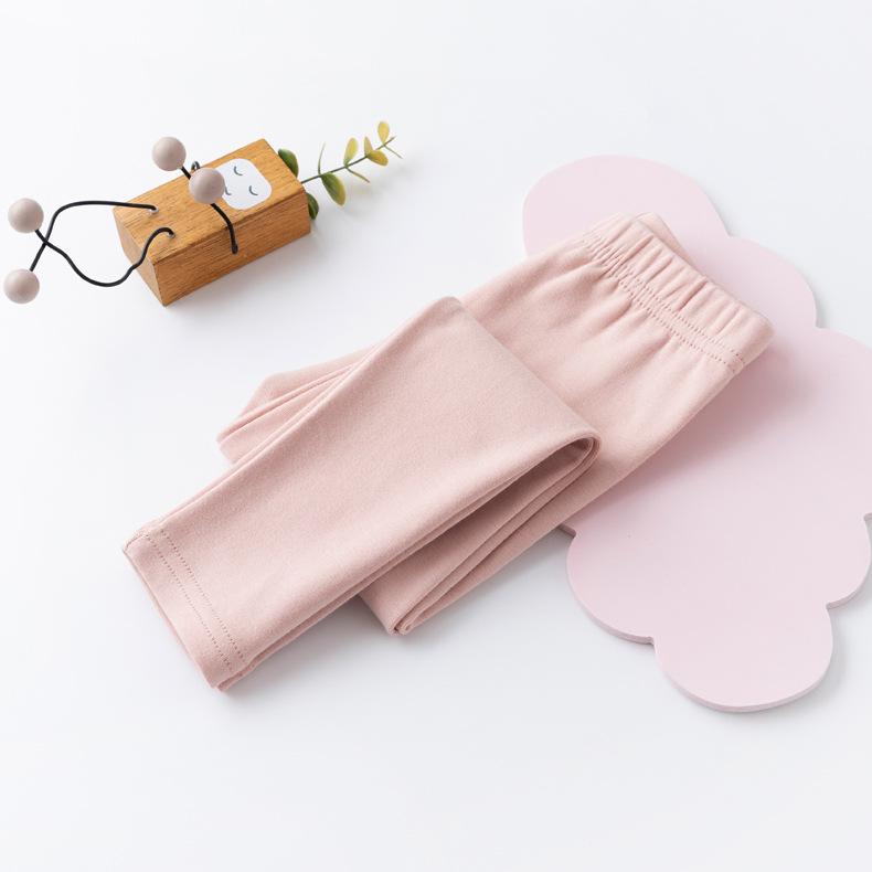 Spring and Autumn Girls' Pants Candy Colored Matte Warm Children's Bottom Pants Cotton Can Be Worn Inside Out Children's Pants