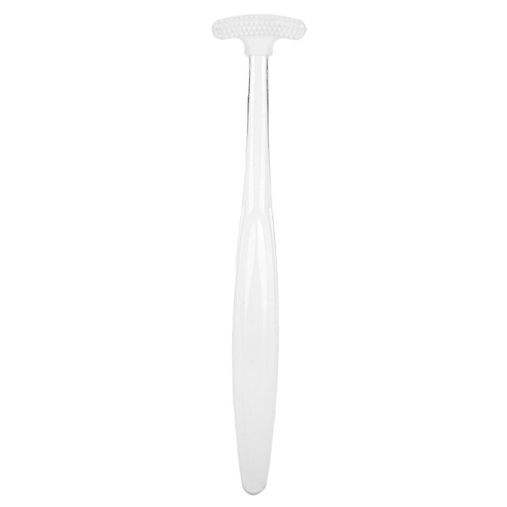 Tongue Brush Silicone Portable Freshen Breath Tongue Scraper Cleaner for Oral Care White Transparent