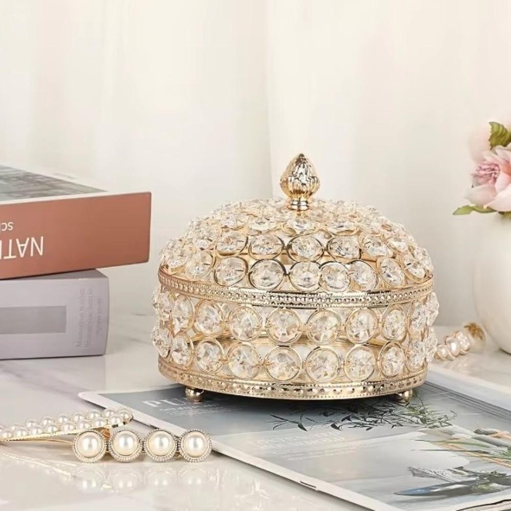 Luxury Necklace Ring Display Case Sparkling Earring Organizer Portable Crystal Jewelry Box  Desk