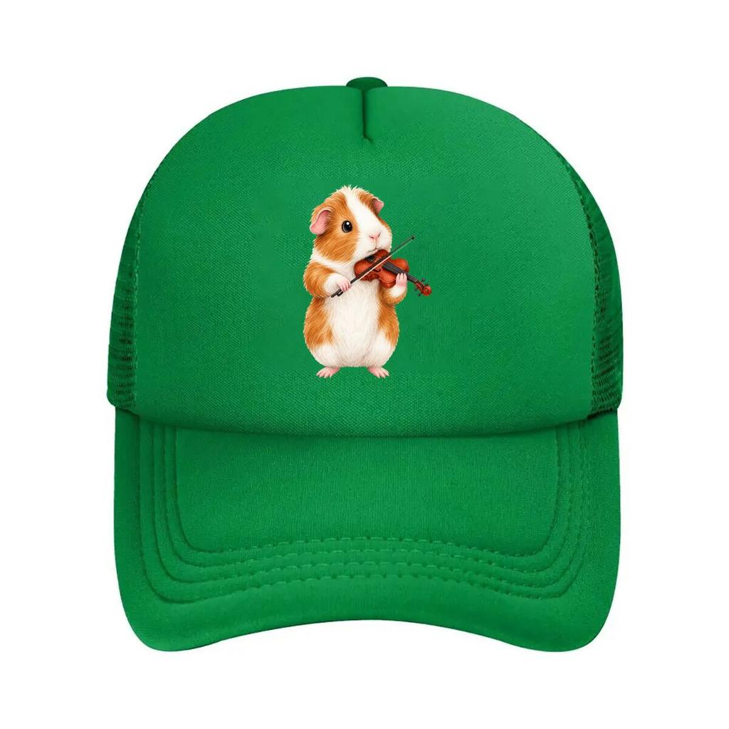 Cute Guinea Pig Playing Violin Illus Mesh Baseball Cap For Womens Unisex FeUnisex Beach Dad Hat Hip Hop
