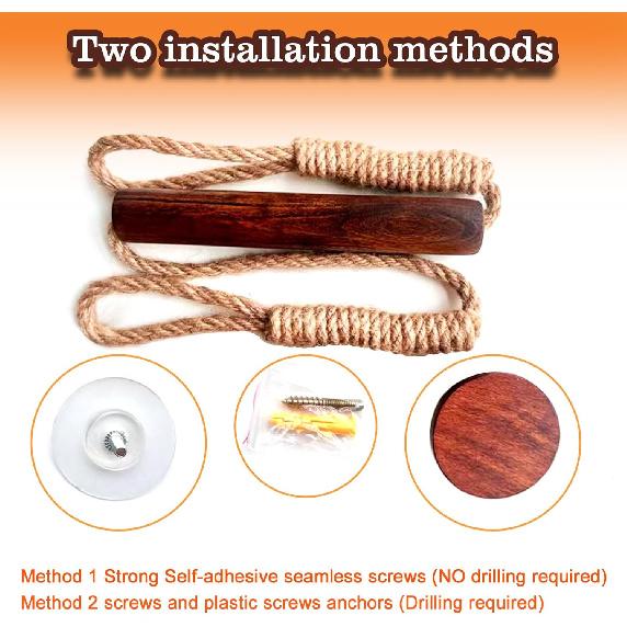 Boho Paper Towel Holder Unique Wood Towel Rack Hanging Toilet Paper Holder Suitable for Kitchen, Bathroom Accessories, Self Adhesive or Drill
