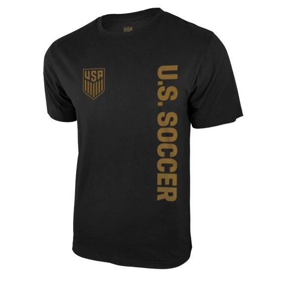 U.S. Soccer Federation USMNT Logo Adult T-Shirt Add NAME & NUMBER Black Straigh