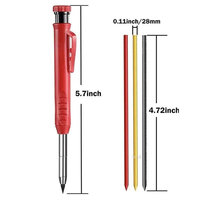 Zimmermannsbleistift Metall Langer Kopf Tiefloch Professionell Ingenieurwesen Schnelltrocknender Markierstift Graphit Holzbearbeitung Schwarz Rot Linierung