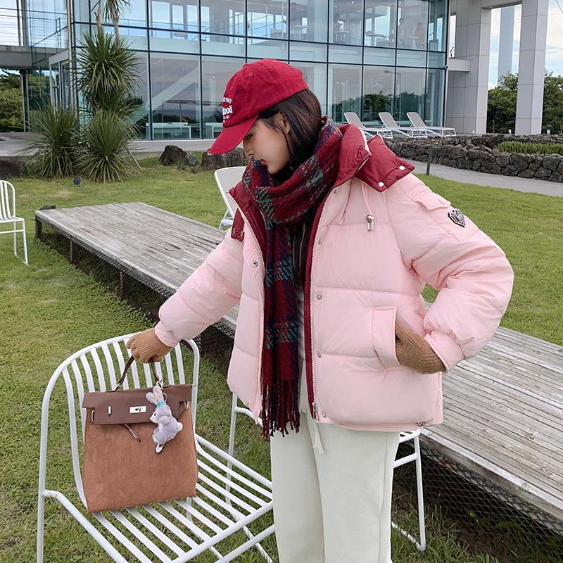 

Winter new women s clothing thickened warm windproof fashion hooded cotton clothes women s cotton clothes jacket casual XL розовый