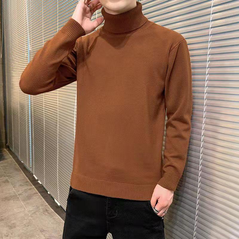 Autumn Winter Turtleneck Sweater Pure Color Bottoming Shirt Tide Brand Sweater All-match Cardigan Sweater Young Men's Warm Pullover