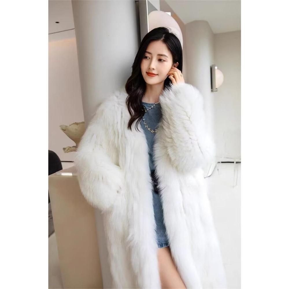 Fox Fur Coat Women's Long New Winter Faux Fur Coat Fashion Young Thickened Coat