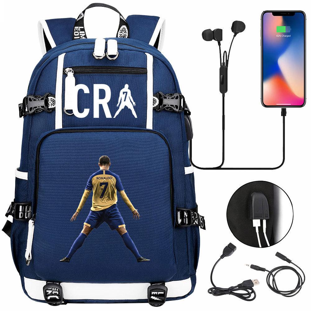 Football Star Print Youth School Bag Men S And Women S Backpack Leisure Travel Backpack 48CMX30CMX15CM