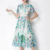 Ricamo Formale Lusso Sera Midi Abito Donna Estate Uncinetto Fiore Lavorazione a Maglia Intrecciata Manica Corta Pizzo Lunghi Abiti Festa Vestiti