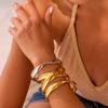 GEMCHIC Women's Stainless Steel Twist Open Bangle Bracelet Geometric Irregular Design Minimalist Fashion