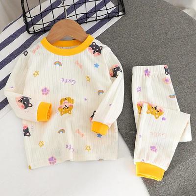 Boys Fall Cotton Underwear Set Cartoon Long-sleeved Round Neck Top + Pants Two-piece Set