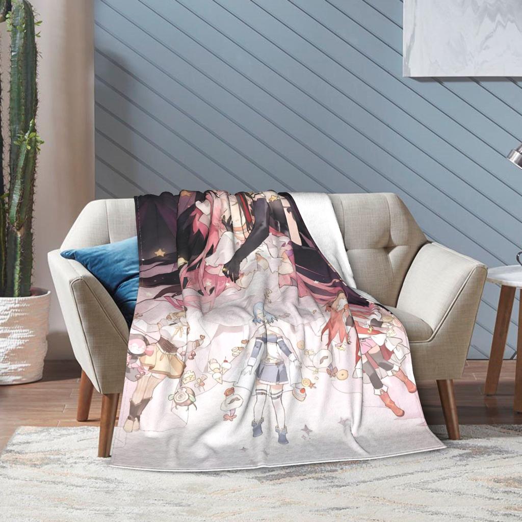 Anime Puella Magi Madoka Magica Flannel Blanket Comic Novelty Throw Blanket for Home 150*125cm Bedspread