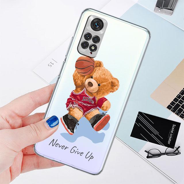 Brand Fashion Bear Phone Case for Xiaomi Redmi Note 11 10 Pro 9 K40 8 7 9S 11T 10S 8T 9A 9C 9T 11S 10C Note 11 Silicone Funda