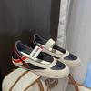 2025 New Spring and Summer Leather Mesh Color Matching Flat-soled Single Shoes Women's Round Head and One Pedal Casual Mary Jane Shoes Women