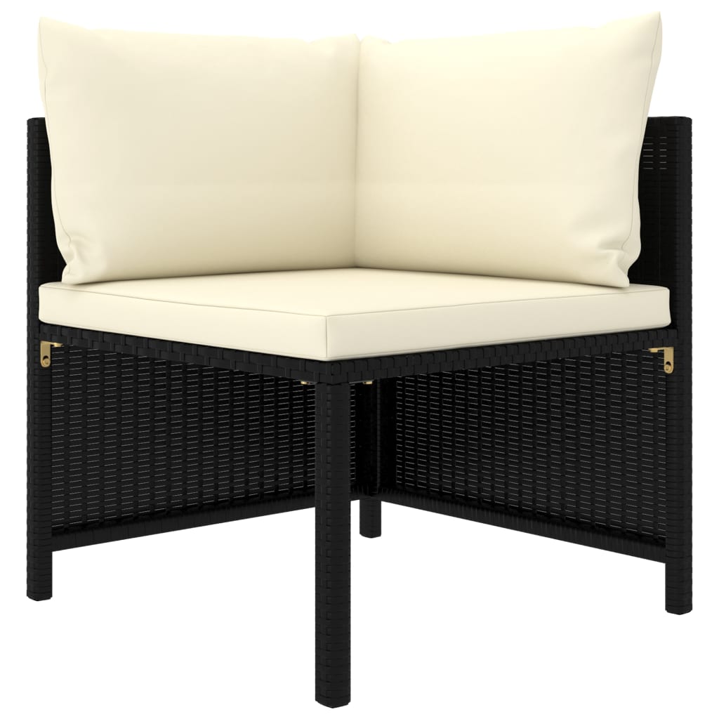 vidaXL 6-tlg. Garten-Lounge-Set mit Kissen Poly Rattan Schwarz