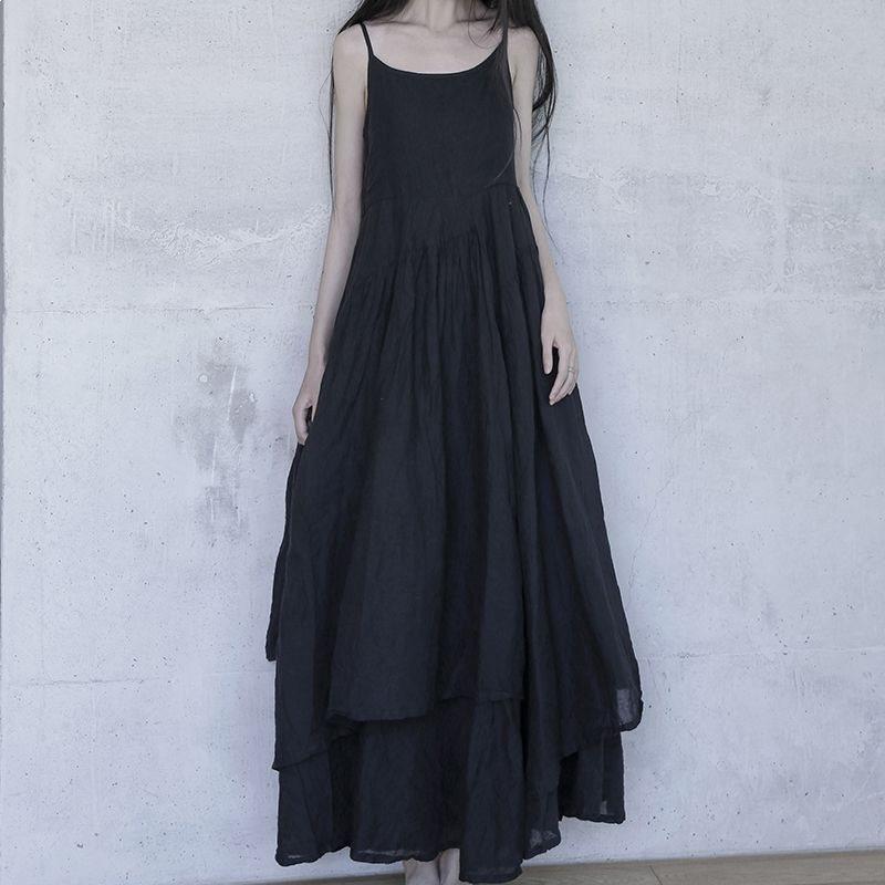 New Chinese Style Vintage Summer Long Dress With Knitted Fabric For Ladies Wear