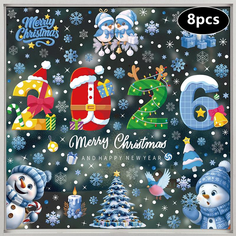 Creative Christmas Decorations, Electrostatic Stickers, Shop Window Decorations, Christmas Decorative Glass Stickers