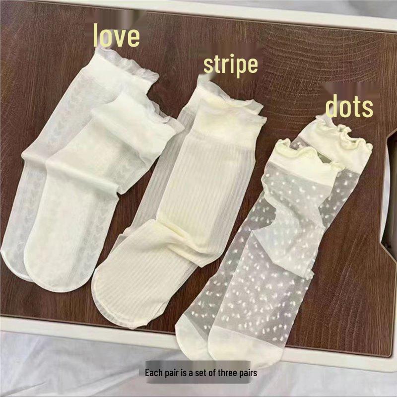 

2024 Ультратонкие кружевные короткие носки из ледяного шелка - Милый стиль Лолиты и феи Dot