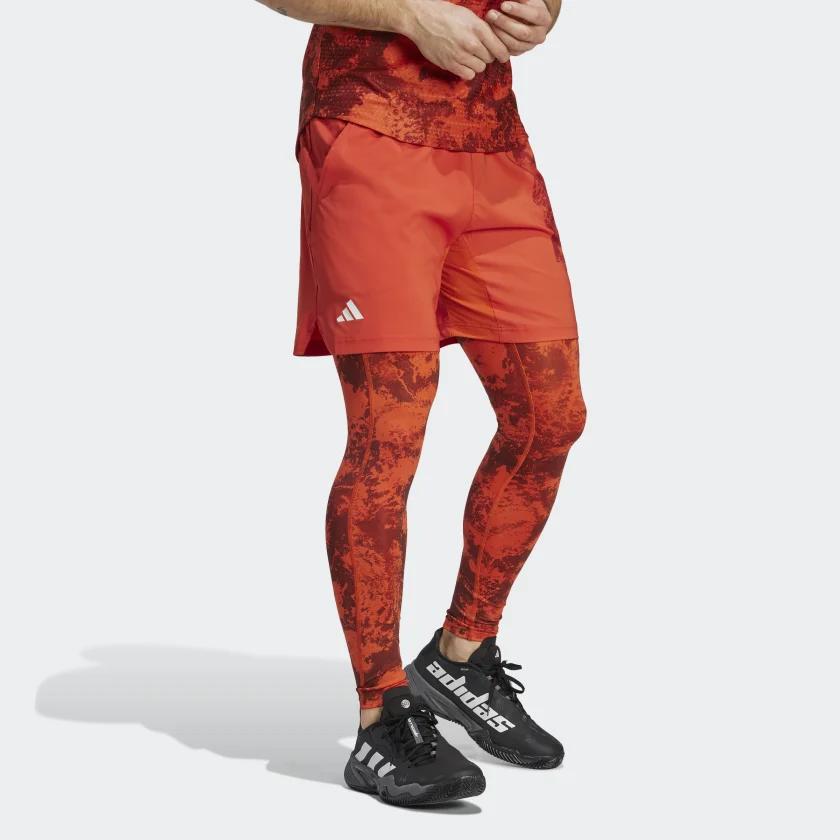 Adidas SS23 French Open Series Tie-Dye Full Print Tight Fitness Leggings Men Leggings Red HS6789