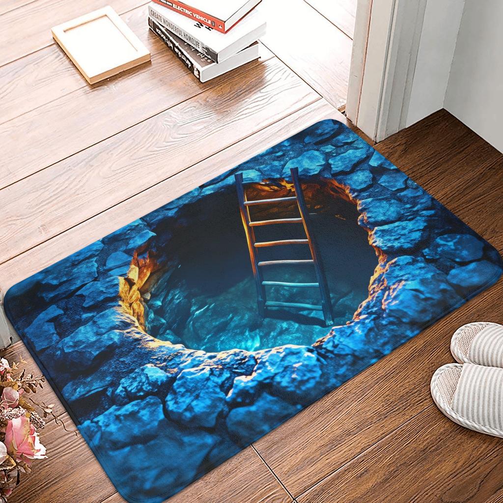 3D Visual Illusion Deep Pit Trap Front Floor Door Entrance Mat Indoor  Kitchen Bath Doormat Bedroom Carpet Rug