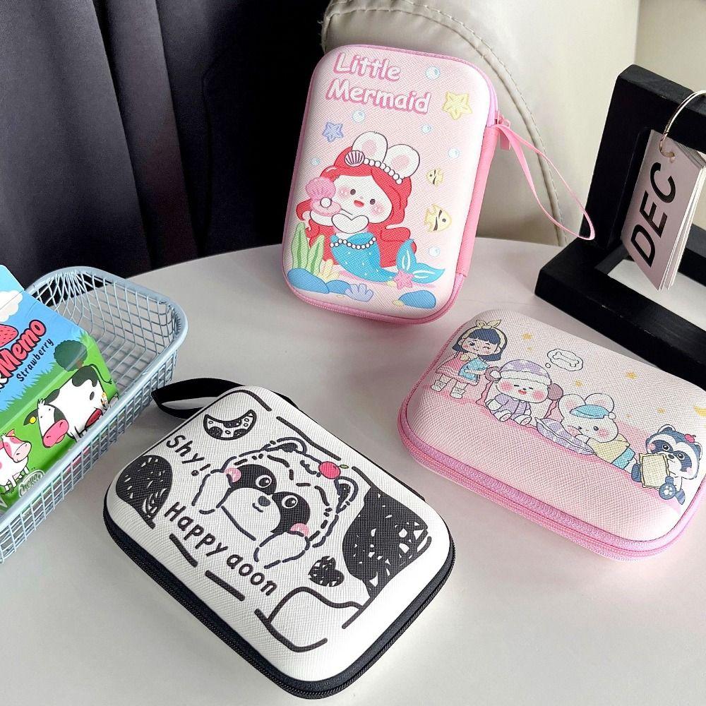 

PU Data Cable Storage Box Rectangular Earphone Storage Pouch for Travel F