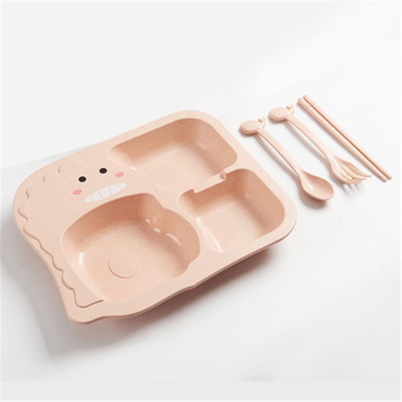 Dinosaur-Themed Children's Dinnerware Set: Divided Plate, Bowl, and Cutlery for Boys Aged 4-6