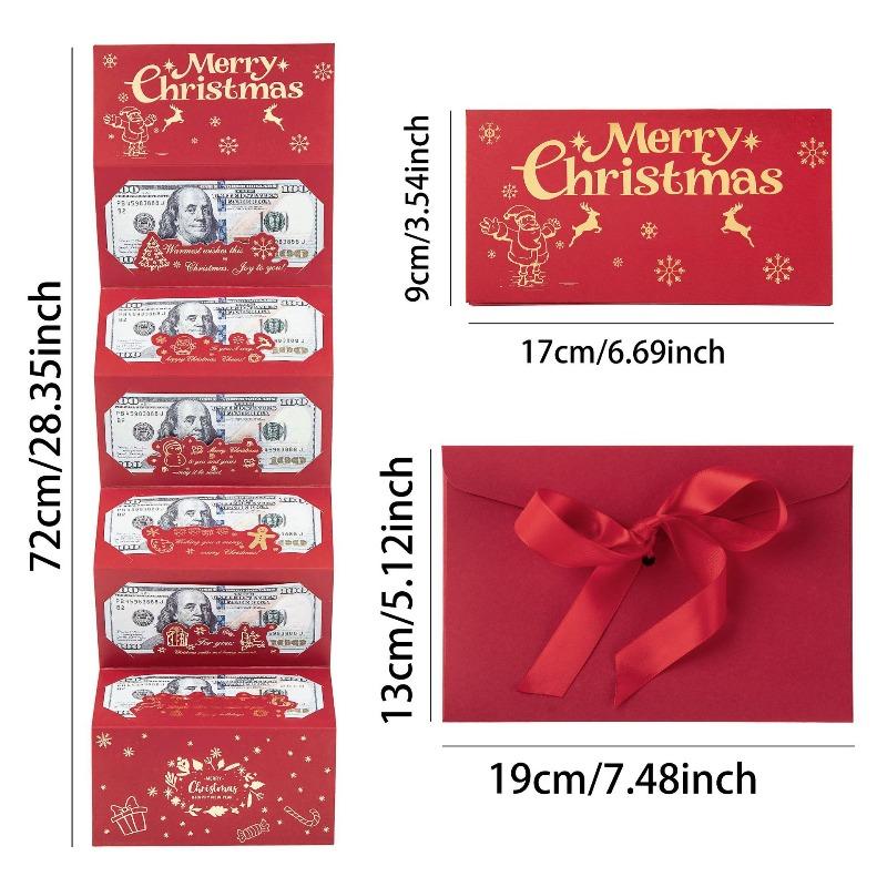 Creative DIY Folding Red Envelope - Santa Dollar Card with Christmas Bronzing, 6-Pack Festive Money Holder Set