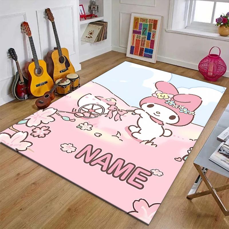 Custom Melody Mat Personalized Name, Polyester Washable Indoor Entryway Rug, Gift for Christmas, Easter, Thanksgiving Day