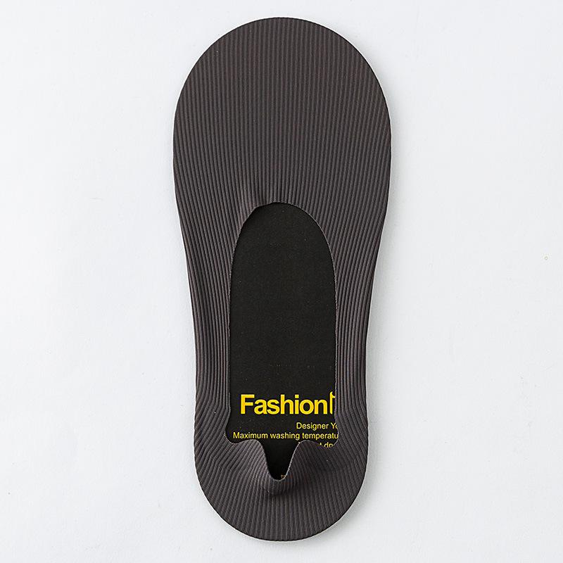 Men Vertical Stripe Ice Silk No Show Socks, Arbitrary Cut Non Slip Silicone Invisible Low Cut Cotton Sole Breathable Liner Socks One Size