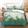 Nature Scenery Bedding Set Green Floral Lotus Koi Fish Print Duvet Cover Set with Pillowcases for Adults Bedroom Decor