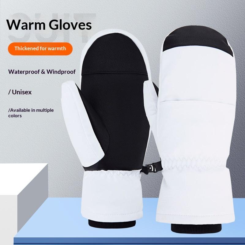 Adult Men's Women's Children's Waterproof Ski Gloves Touch Screen Five-Finger Design Windproof Warm Winter Gloves for Double