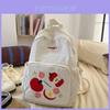 Fruit Pattern Nylon Backpack For Girls With Apple Print And Zipper Design