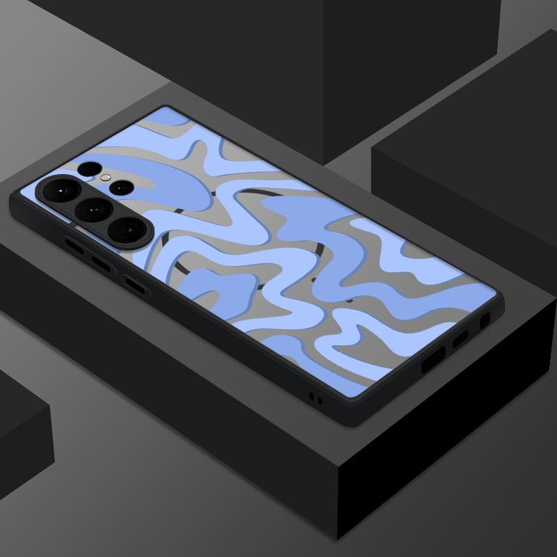 Magnetic Stripes Pattern Case For Samsung Galaxy S25 S24 Ultra S23 S21 S24 S20 FE S22 Plus For Magsafe Matte Hard PC Phone Cover