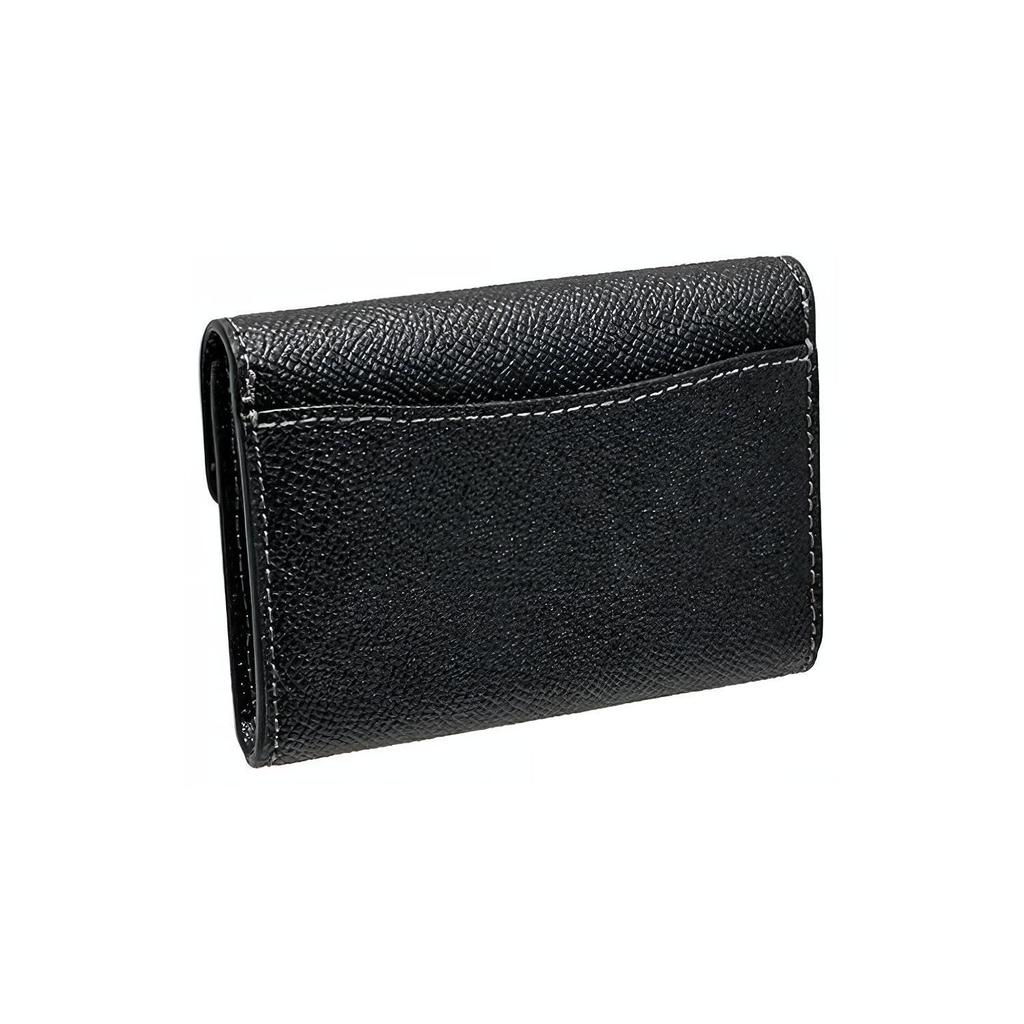 Coach Card Case 10 Gold Horse And Carriage Logo Flip Crossgrain Leather Wallet Women Wallet Black CH487-IMBLK