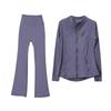 Women's Flare Pants & Jacket Set - Slim Fit Long Sleeve Outerwear for Running & Yoga
