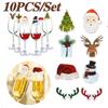 Christmas Goblet Decorations Set 10/20/40/80PCS with Cup Cards and Santa Hats Ideal for Noel New Year Parties and Home Decor
