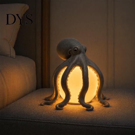 Holiday Housewarming Present 3D Printed Octopus Ocean Table Lamp, Artistic Tentacle Sculpture Decor, Warm Glow Unique Lighting Coastal Nautical Accent