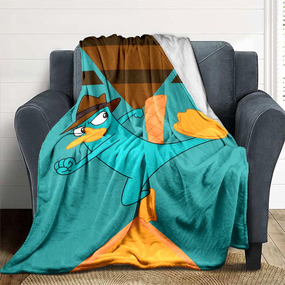 1pc Phineas and Ferb2 Blanket, Gift, for Men and Women, Soft Blanket, Good for Sofa Bed Couch Travel, Lightweight Flannel Blanket