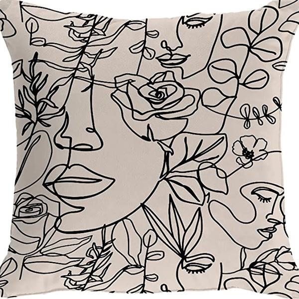 New Morandi Simple Abstract Style Pillow Linen Print Pillow Case Decorative Home Pillow Case