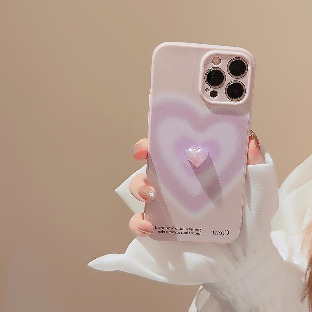Gradient Electroplating Love 15pro Max IPhone Case IPhone 14 Suitable for 11 Three  dimensional