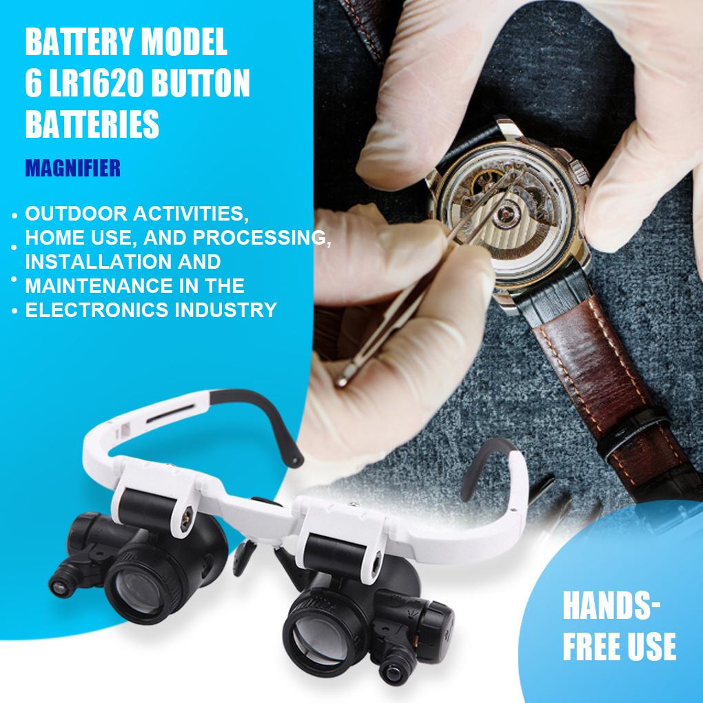 Jewelry Magnifying Glasses with LED Light Magnifier Eyeglasses Portable Lighted Loupe Tools Electronic Repair Close Work