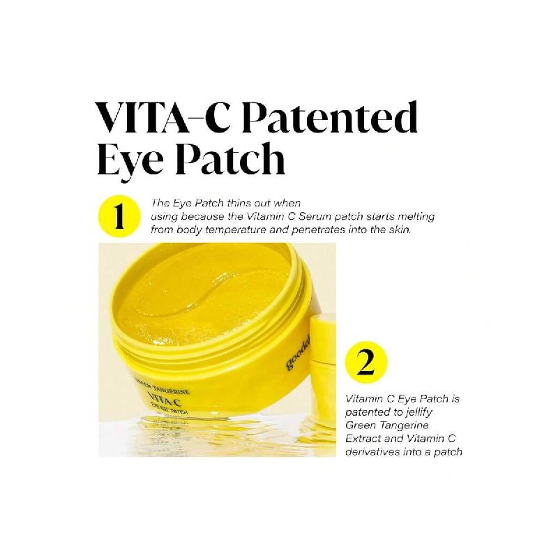 Goodal Grüne Mandarine Vitamin C Feuchtigkeitsspendende Augenmaske 72g (60 Blatt) | 5-Minuten, Feuchtigkeitsspendendes Gel-Patch (2024 Erweiterte Version)