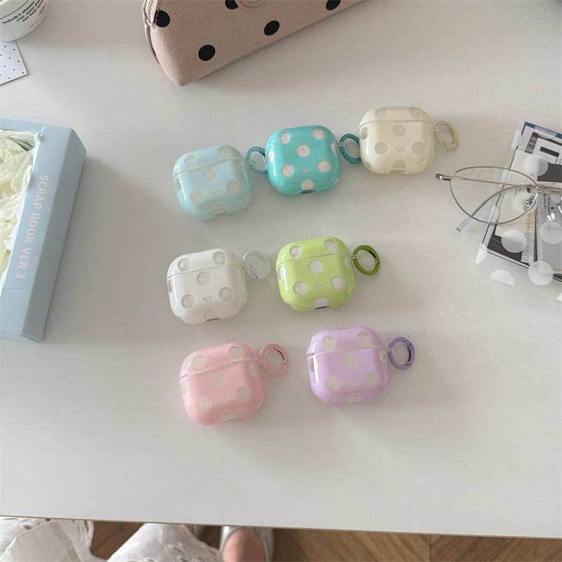 Dopamine solid color hollow polka dot for AirPods 1 /pro1 earphone protective case cover two or three generations of new women