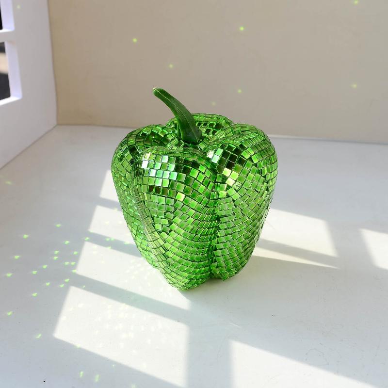 Disco Spiegel Gemüse Mosaik Karotte Paprika Tomate Birne Figuren, Funkelnde Discokugel Ornamente Für Party Zuhause Tisch Dekoration