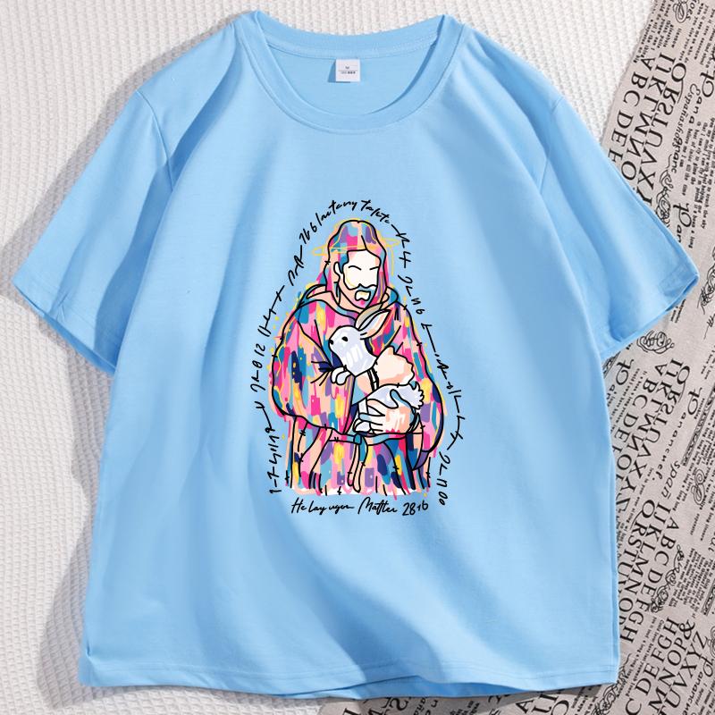 

Jesus The Lamb White Text Edition Baby T Shirt 90s Y2K Cute Easter Graphic Tees Easter Coquette Bow Tshirt Christian Trendy 4XL