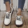 Sapatos Casuais Femininos de Cadarço Tamanho Grande Sapatos Brancos Pequenos Confortáveis Solado Macio Couro Macio Sapatos Estilo Feijão