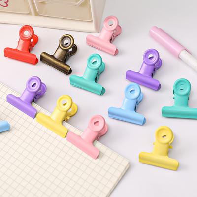 8PCS Binder Clips Round Tail Safety Design Metal Clips Stable Clamping Force Macaron Fresh Color Clips Rust Resistant Office School Supplies