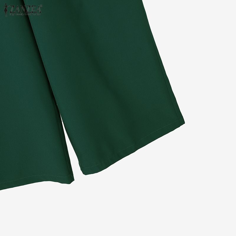 ZANZEA Women Short Sleeve Stripe Blouse and Pants Casual Two Piece Sets